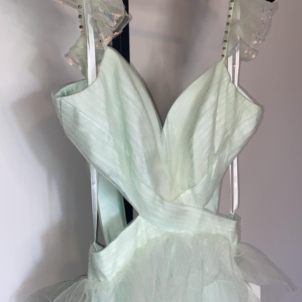 Ruffle Tiered Tulle Cut Out Gown by Mac Duggal - Picture 3 of 15